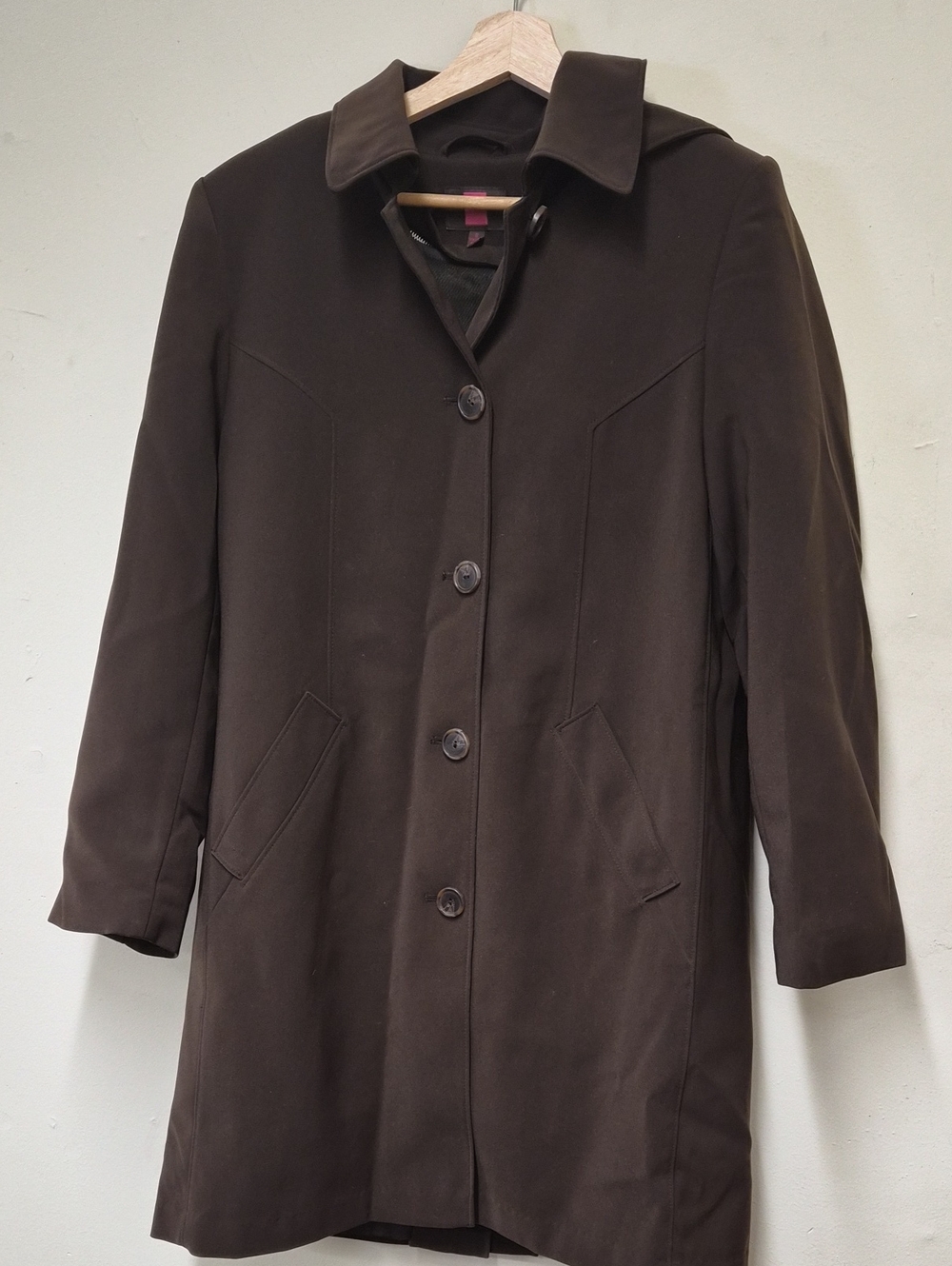 Gallery Dark Brown Single-Breasted Trench Coat Size S